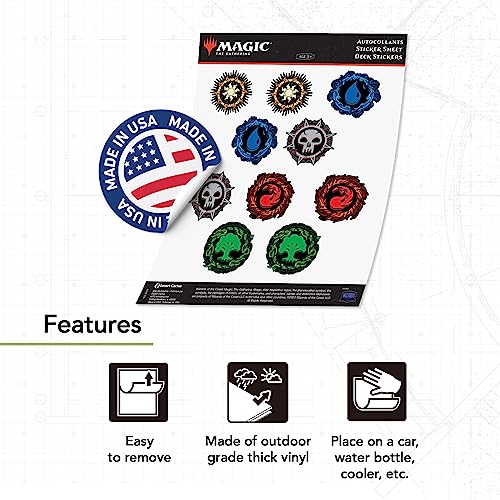Magic: The Gathering Deck Classic Mana Combo Pack Stickers - 2 Waterproof Vinyl Decals for Laptop, Water Bottle, Car - Officially Licensed