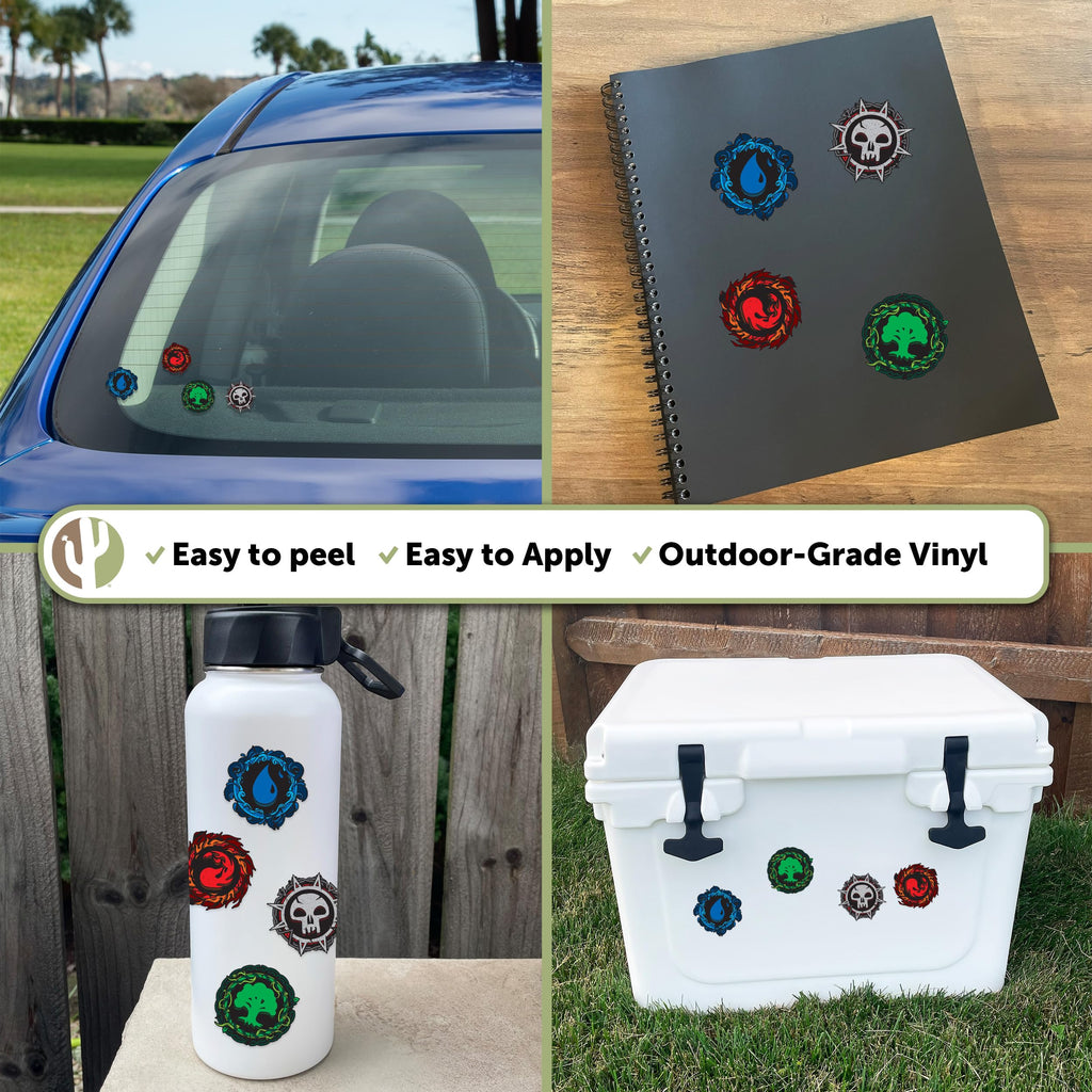 Magic: The Gathering Deck Classic Mana Combo Pack Stickers - 2 Waterproof Vinyl Decals for Laptop, Water Bottle, Car - Officially Licensed