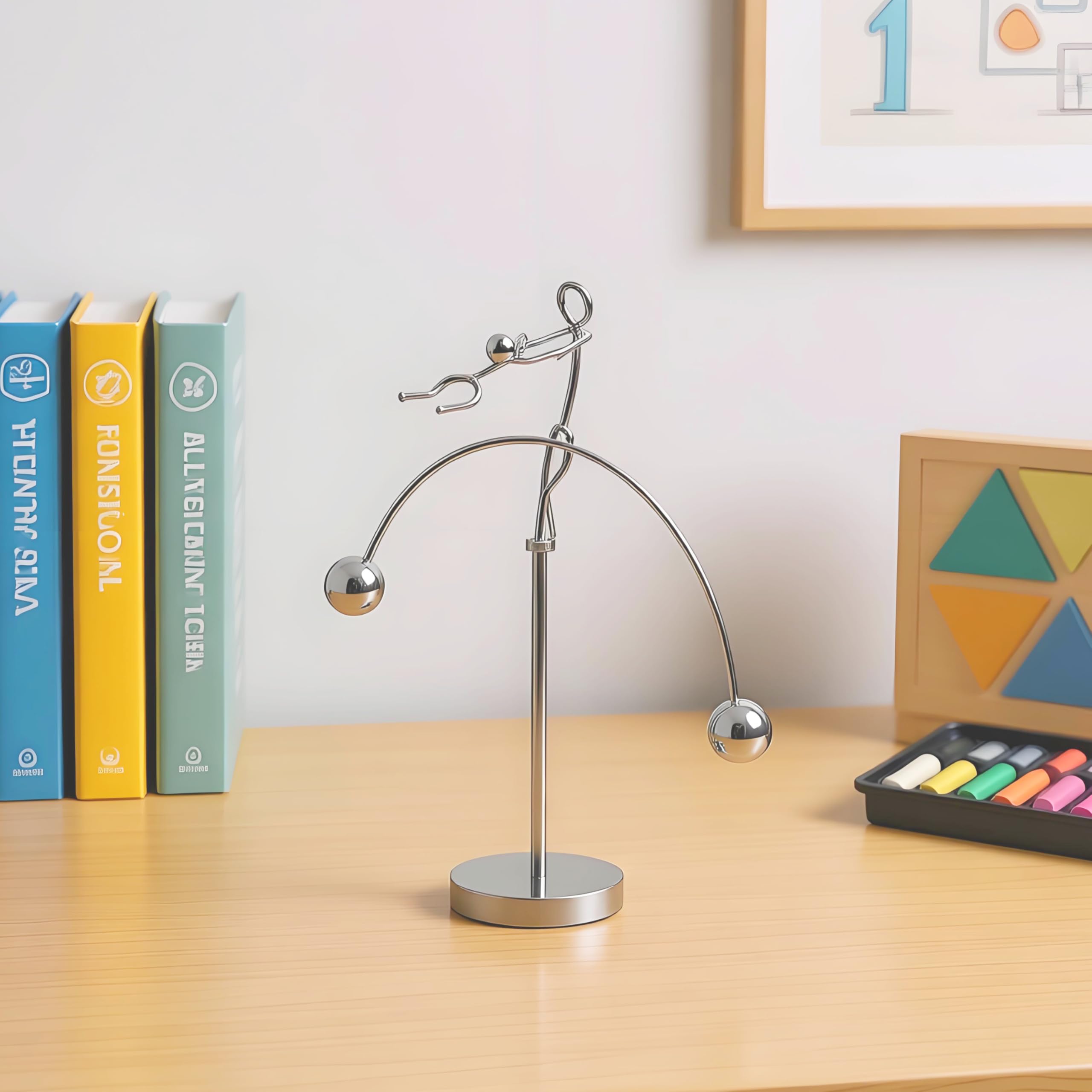 MagicTech Steel Balance Toy – Kinetic Desk Sculpture with Perpetual Motion (2-3 Minutes)