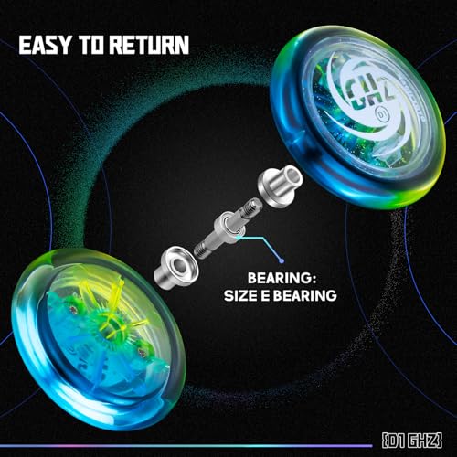 MAGICYOYO D1 CHZ Responsive Looping Yoyo for Beginners – Durable PC Plastic 2A Yoyo with Starburst Return, Blue-Yellow Gradient, 6 Extra Strings