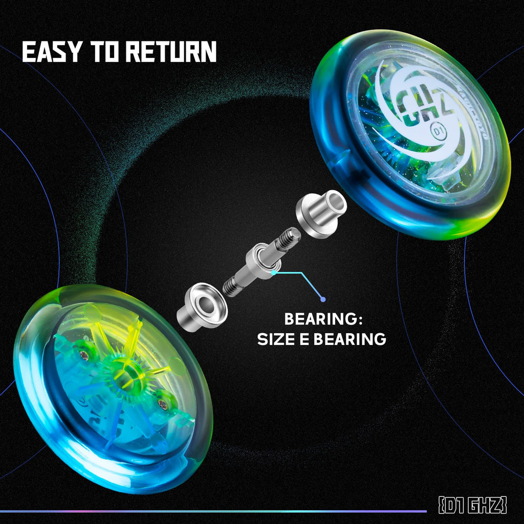 MAGICYOYO D1 CHZ Responsive Looping Yoyo for Beginners – Durable PC Plastic 2A Yoyo with Starburst Return, Blue-Yellow Gradient, 6 Extra Strings