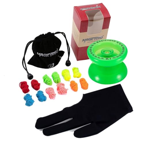 MAGICYOYO K1 Glow-in-the-Dark Responsive Yoyo for Beginners – Green with Accessories Kit