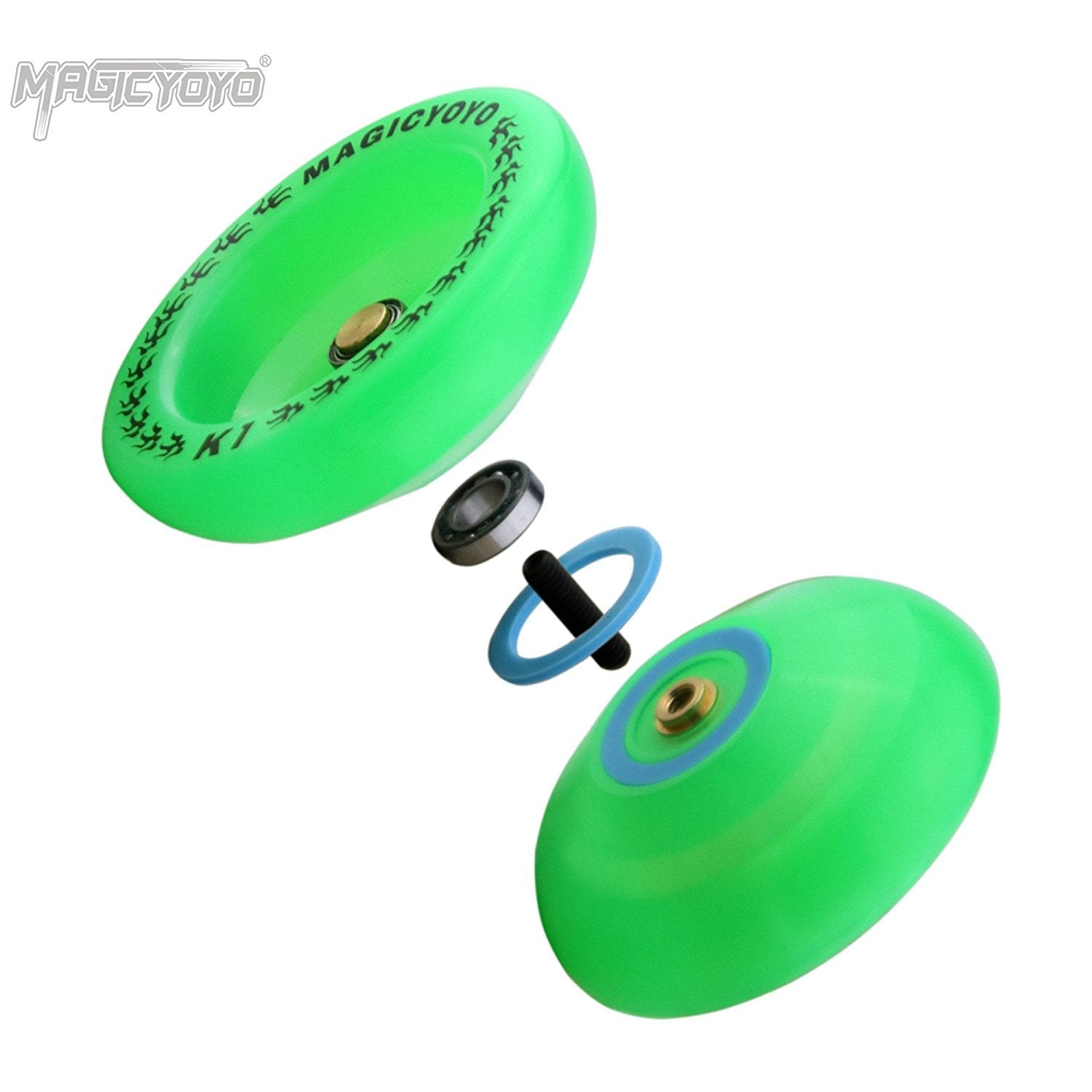 MAGICYOYO K1 Glow-in-the-Dark Responsive Yoyo for Beginners – Green with Accessories Kit