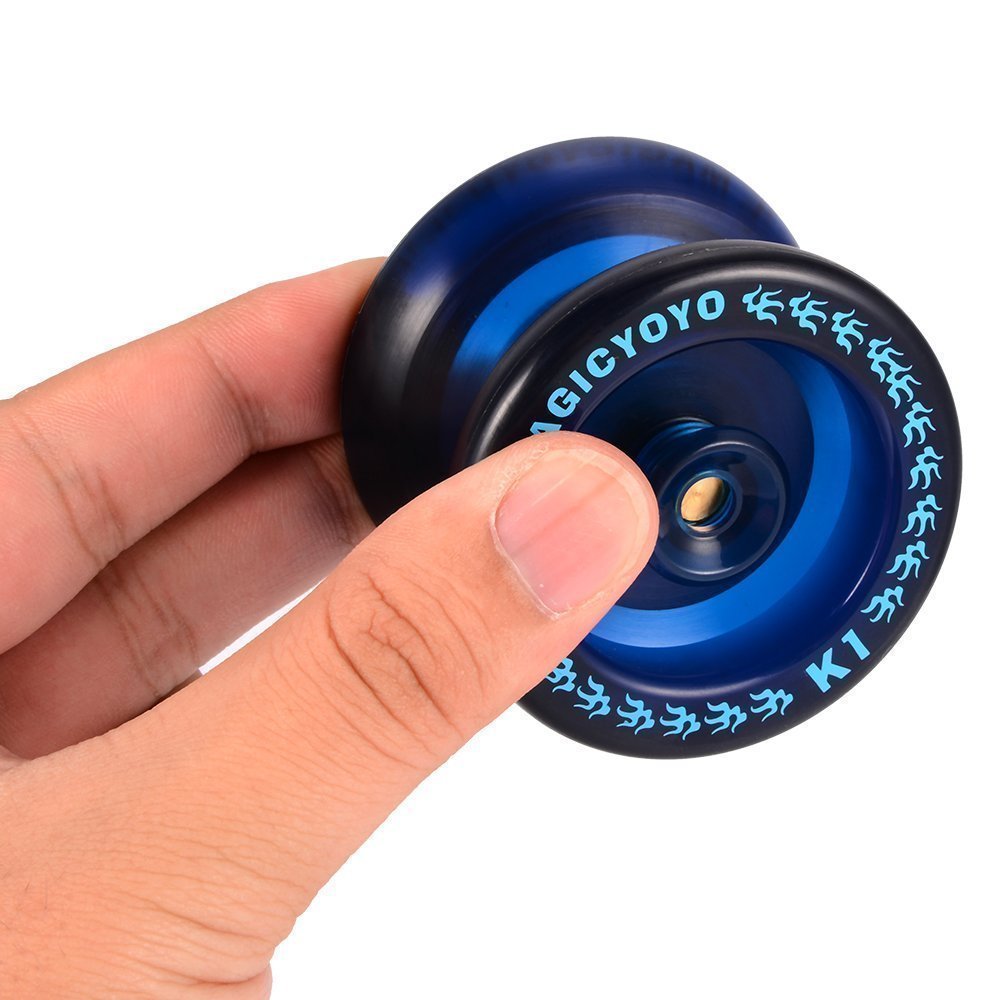 MAGICYOYO K1 Responsive Yoyo – Navy Blue, ABS Plastic, with 5 Strings, Bag, Glove, Hubstacks for Beginners & Intermediate