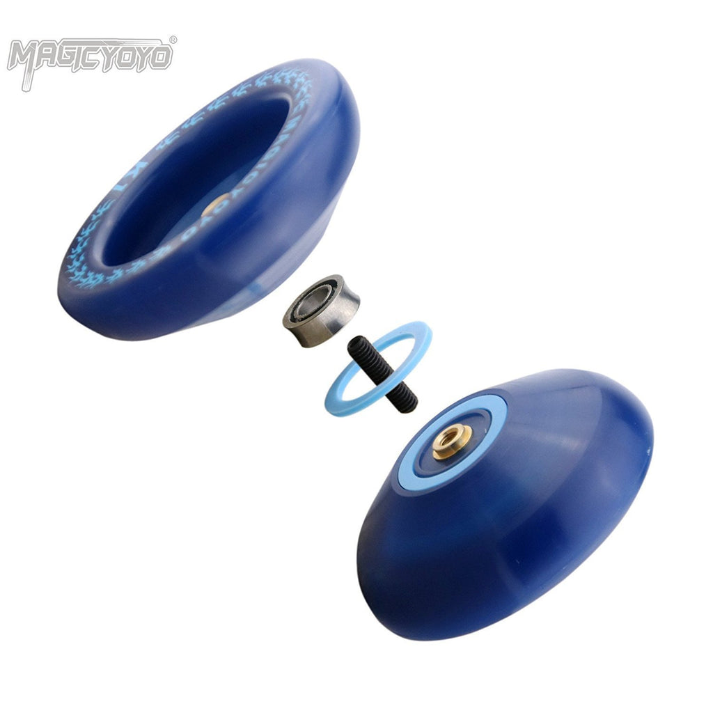 MAGICYOYO K1 Responsive Yoyo – Navy Blue, ABS Plastic, with 5 Strings, Bag, Glove, Hubstacks for Beginners & Intermediate