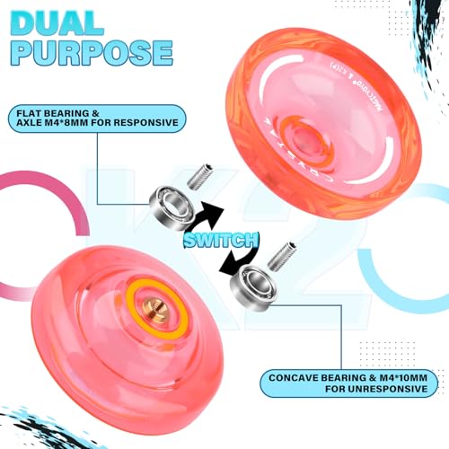 MAGICYOYO K2 Plus Crystal Orange Yoyo – Responsive & Unresponsive for Beginners and Pros