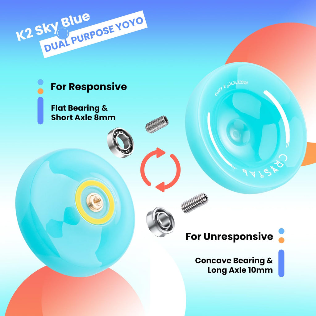 MAGICYOYO K2 Responsive Yoyo for Beginners – Dual Purpose with Unresponsive Bearing, Sky Blue