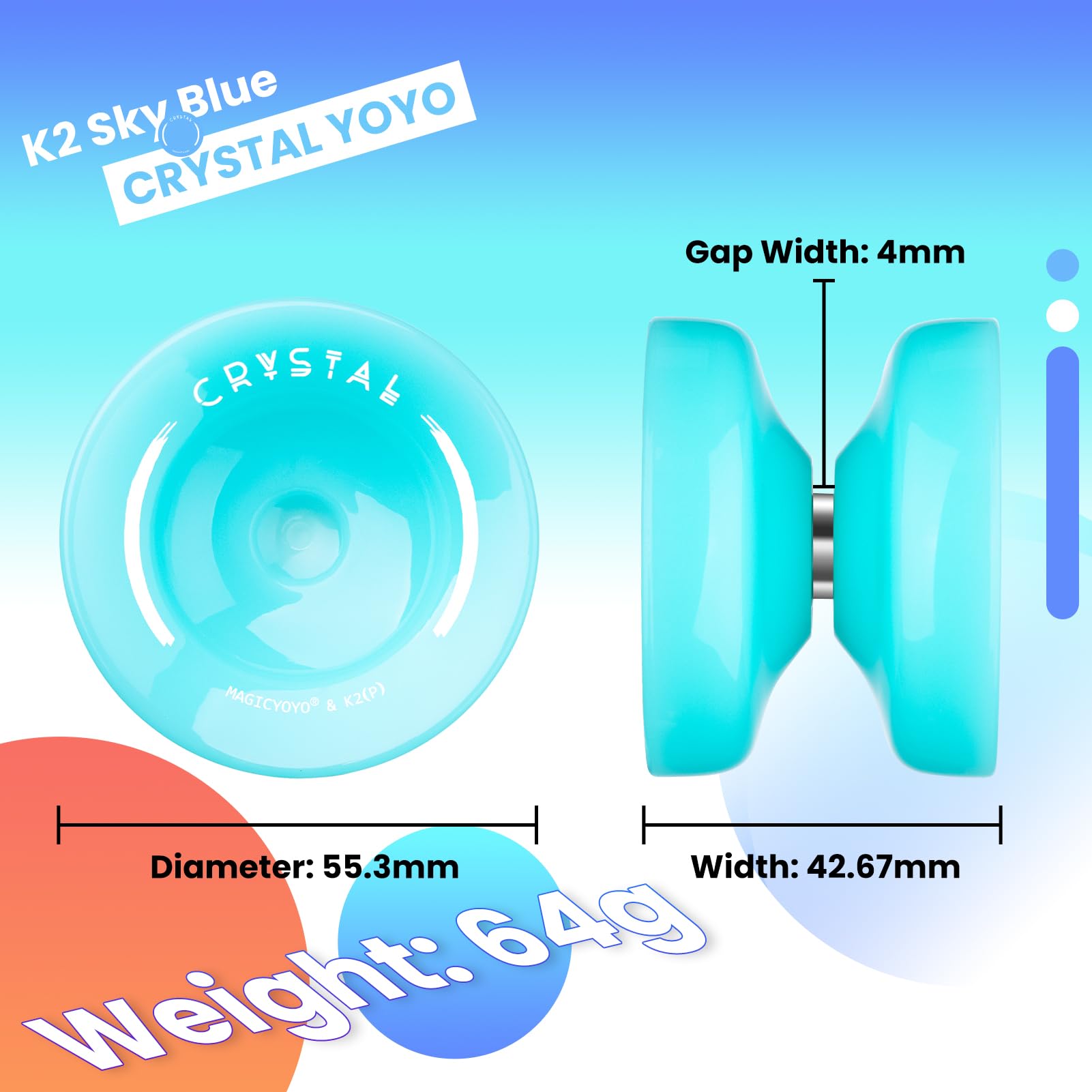 MAGICYOYO K2 Responsive Yoyo for Beginners – Dual Purpose with Unresponsive Bearing, Sky Blue