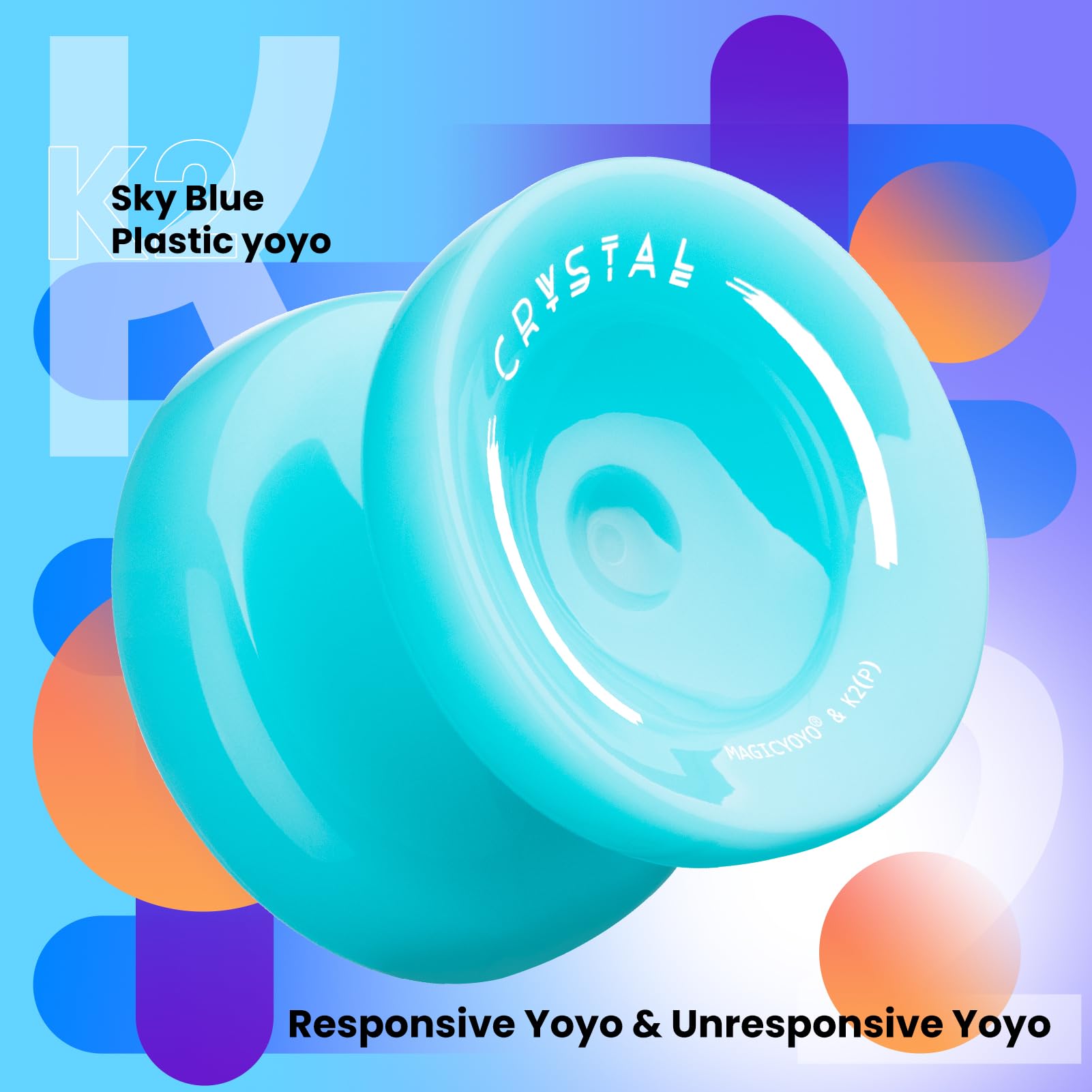 MAGICYOYO K2 Responsive Yoyo for Beginners – Dual Purpose with Unresponsive Bearing, Sky Blue