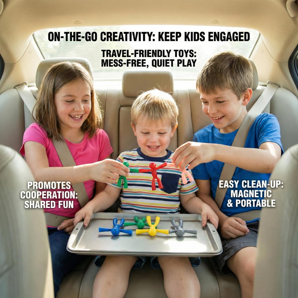 MAGMEN X3 10-Piece Magnetic Travel Toy Set - Internal Magnets, Comic Book, Tin Case