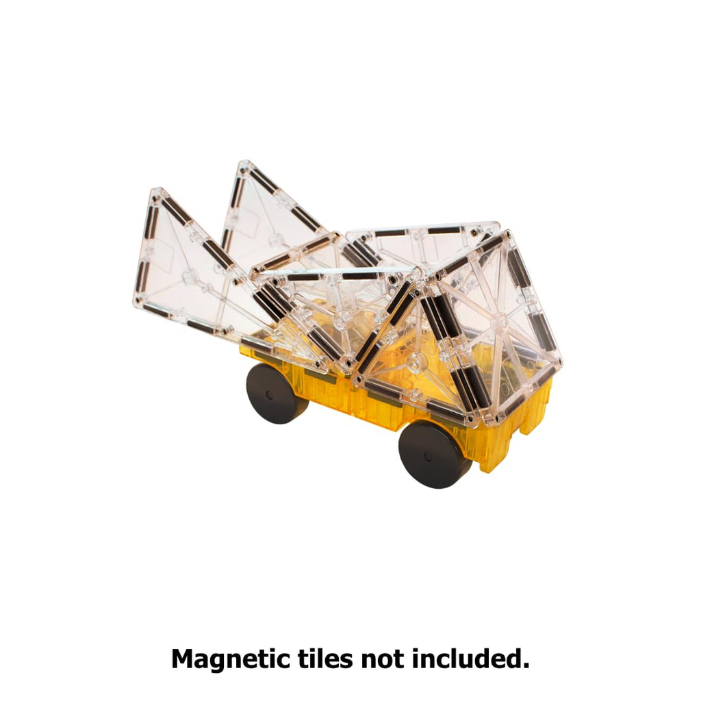 MAGNA-TILES Cars – Green & Yellow 2-Piece Magnetic Building Set – Build Cars, Trucks, Trains
