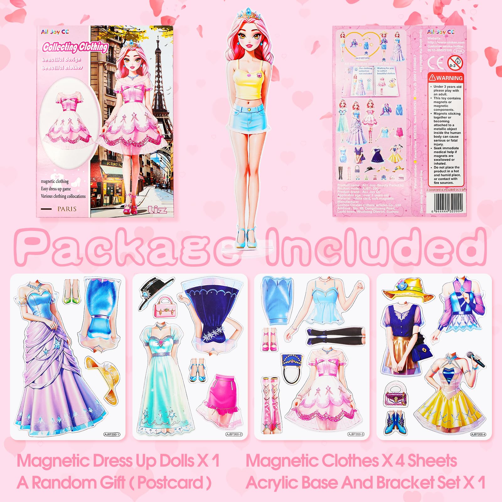 Magnetic Dress Up Dolls Set - Princess Paper Doll with Outfits for Girls Ages 4-10 (Liz)