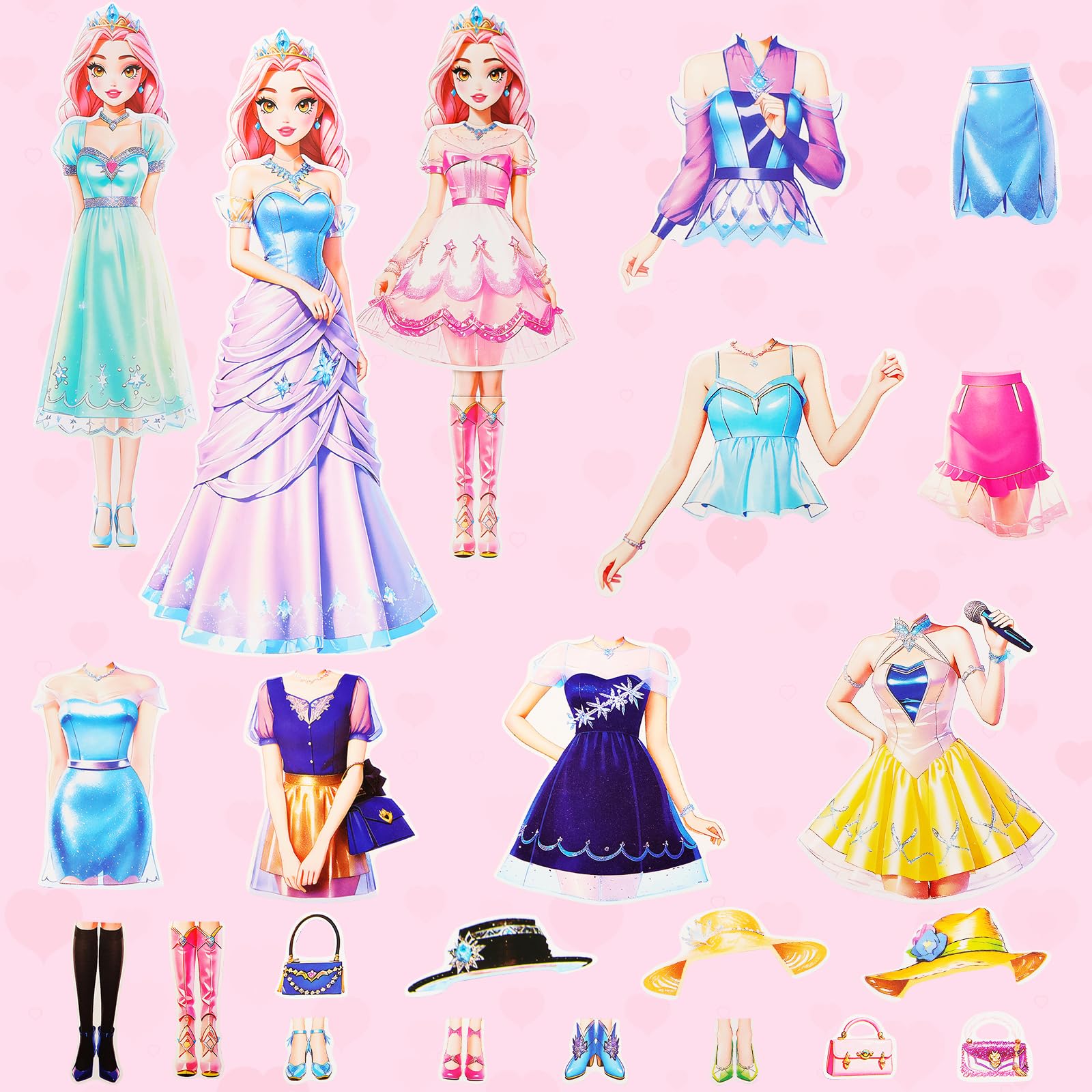 Magnetic Dress Up Dolls Set - Princess Paper Doll with Outfits for Girls Ages 4-10 (Liz)