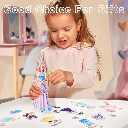 Magnetic Dress Up Dolls Set - Princess Paper Doll with Outfits for Girls Ages 4-10 (Liz)