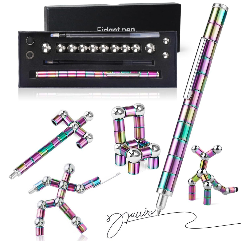 Magnetic Fidget Pen for Teens & Adults - Desk Sensory Toy with Gel Ink, Gift Box Included