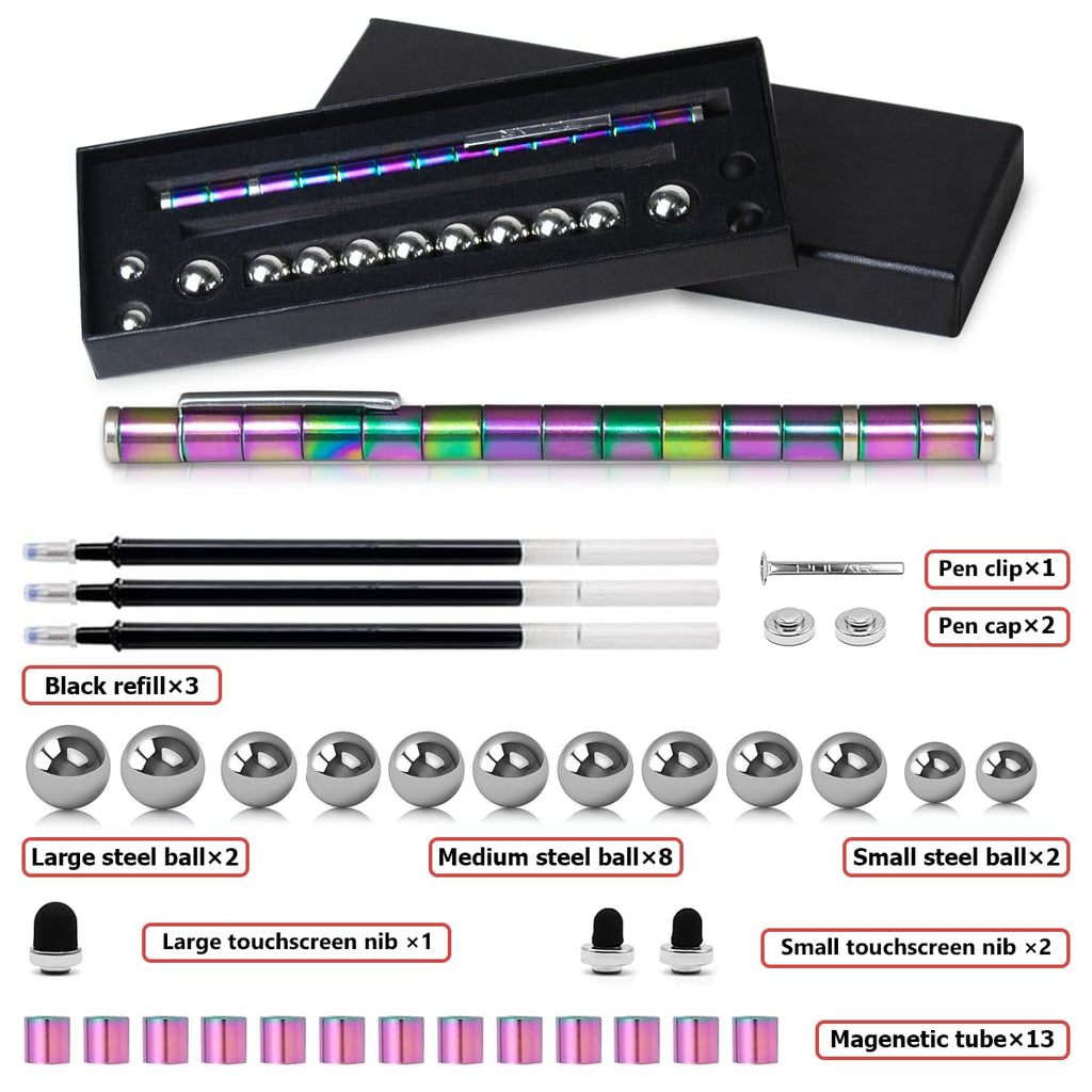 Magnetic Fidget Pen for Teens & Adults - Desk Sensory Toy with Gel Ink, Gift Box Included