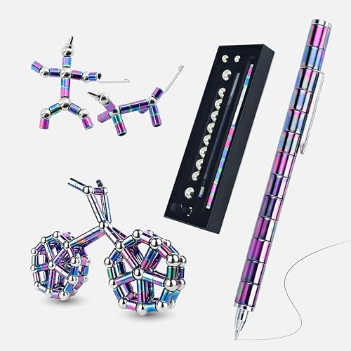 Magnetic Fidget Pen Toy – Colorful Modular Deformation Pen for Stress Relief & Creative Play (Black)