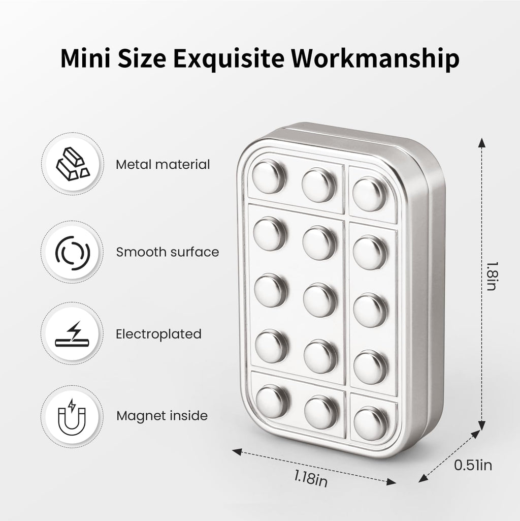 Magnetic Fidget Slider for Adults – Metal Zinc Alloy EDC Toy (Silver)
