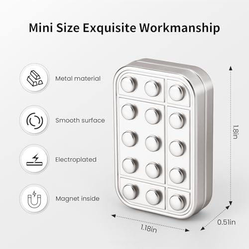 Magnetic Fidget Slider for Adults – Metal Zinc Alloy EDC Toy (Silver)