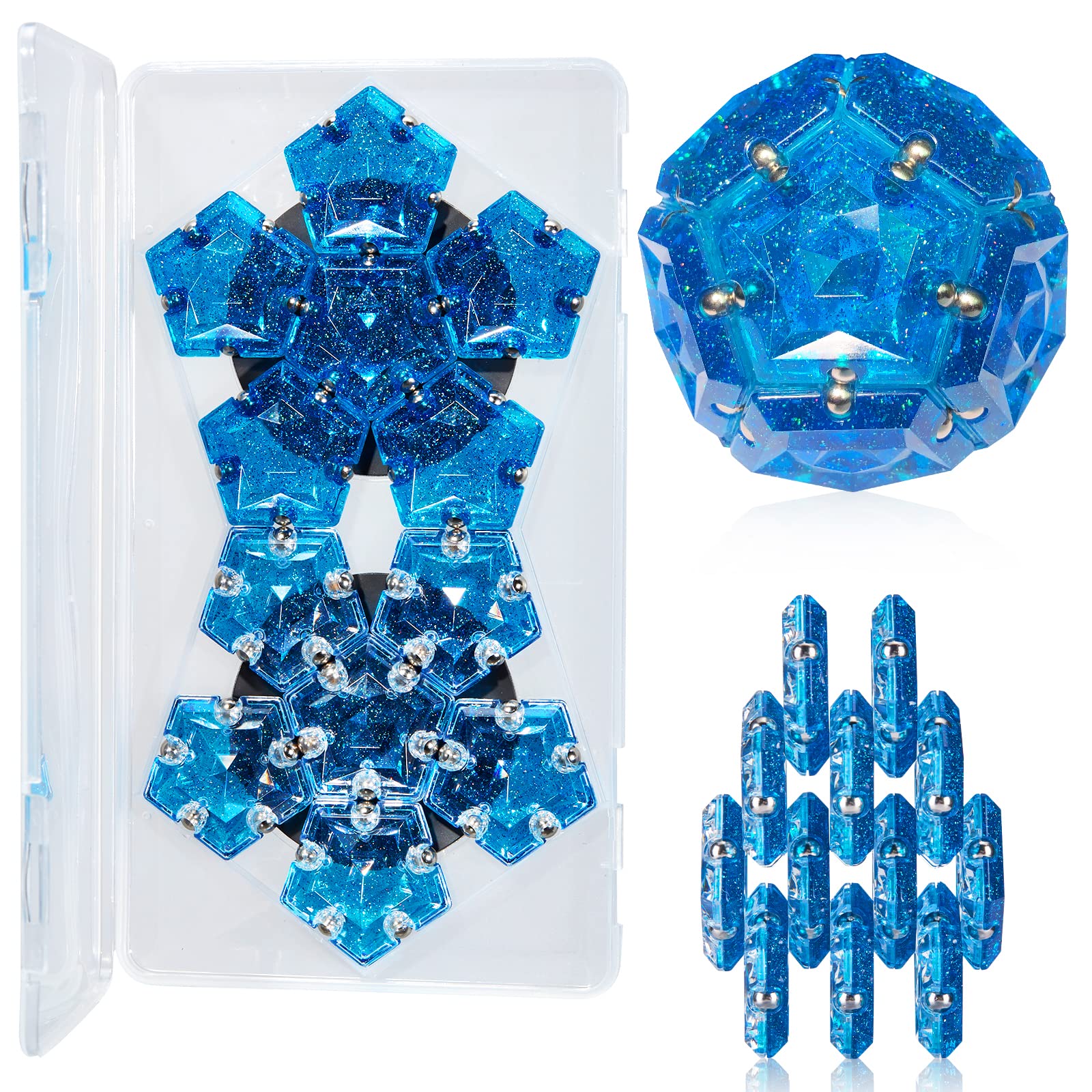 Magnetic Fidget Sphere with Holographic Glitter – 12 Piece Set for Creative Play and Stress Relief