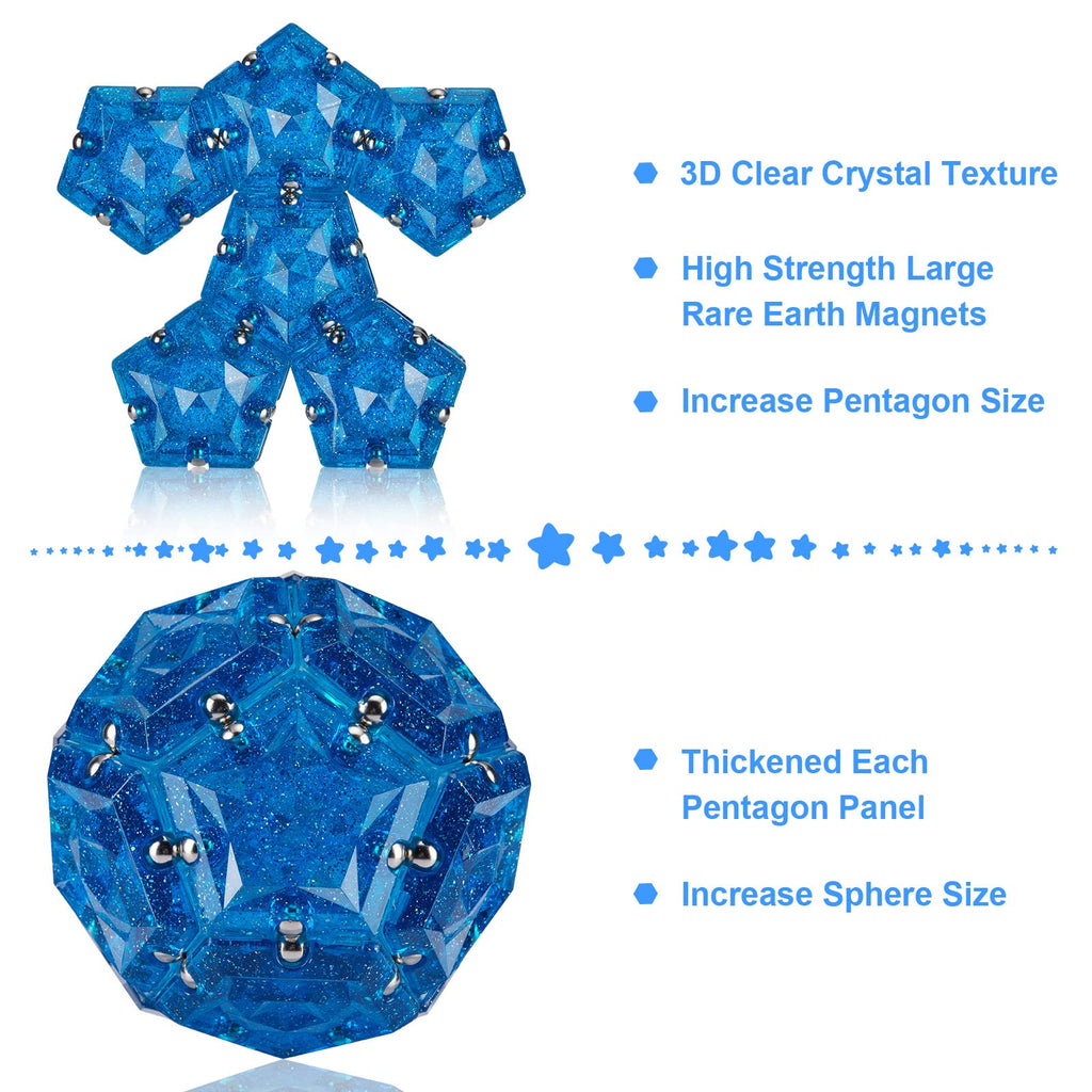 Magnetic Fidget Sphere with Holographic Glitter – 12 Piece Set for Creative Play and Stress Relief