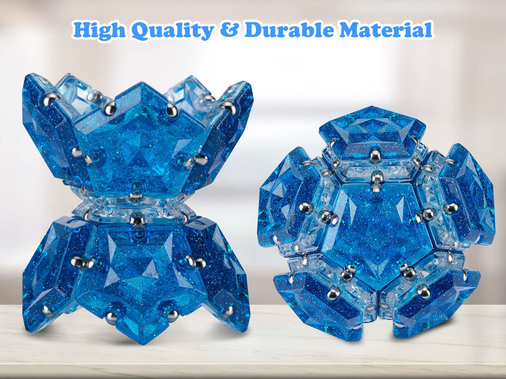Magnetic Fidget Sphere with Holographic Glitter – 12 Piece Set for Creative Play and Stress Relief