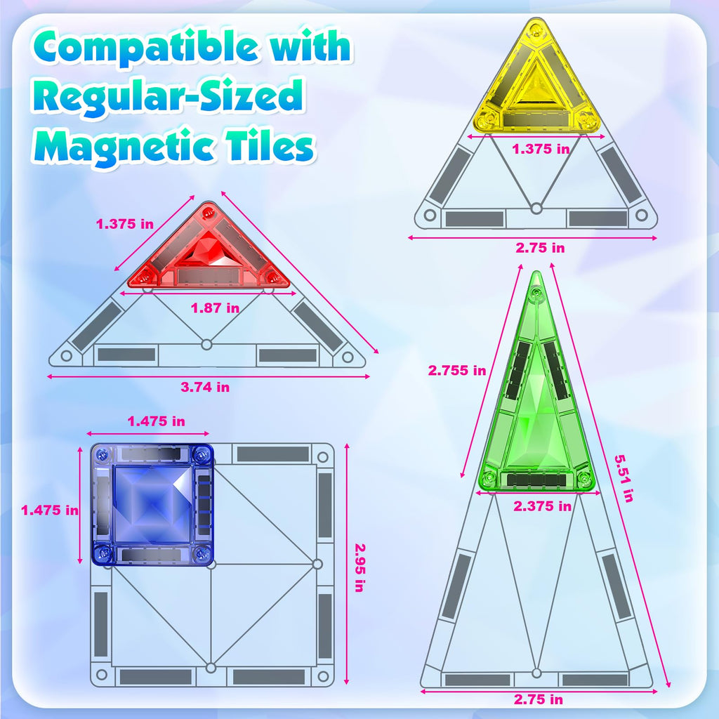 Magnetopia 40-Piece Diamond Texture Magnetic Tiles with Iron Box – STEM Building Set for Ages 3-8