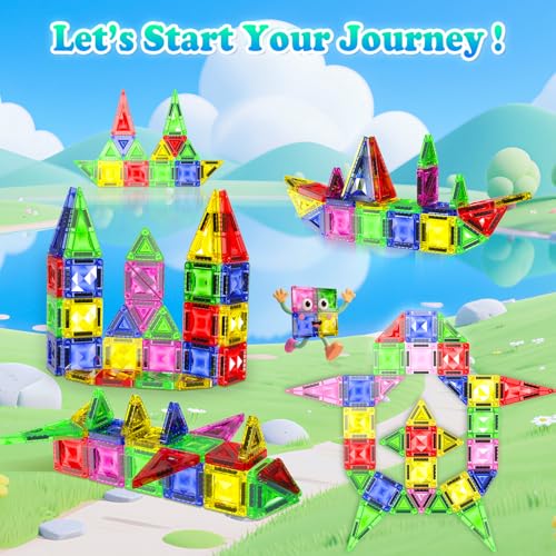 Magnetopia 40-Piece Diamond Texture Magnetic Tiles with Iron Box – STEM Building Set for Ages 3-8