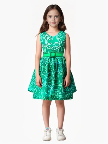 Magwei Girls Disgust Costume Set with Wig - Green Cosplay Dress for Halloween, Birthday, and Christmas (Ages 4-12)