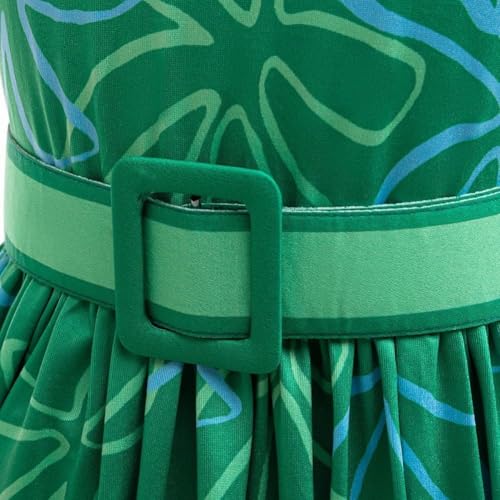 Magwei Girls Disgust Costume Set with Wig - Green Cosplay Dress for Halloween, Birthday, and Christmas (Ages 4-12)