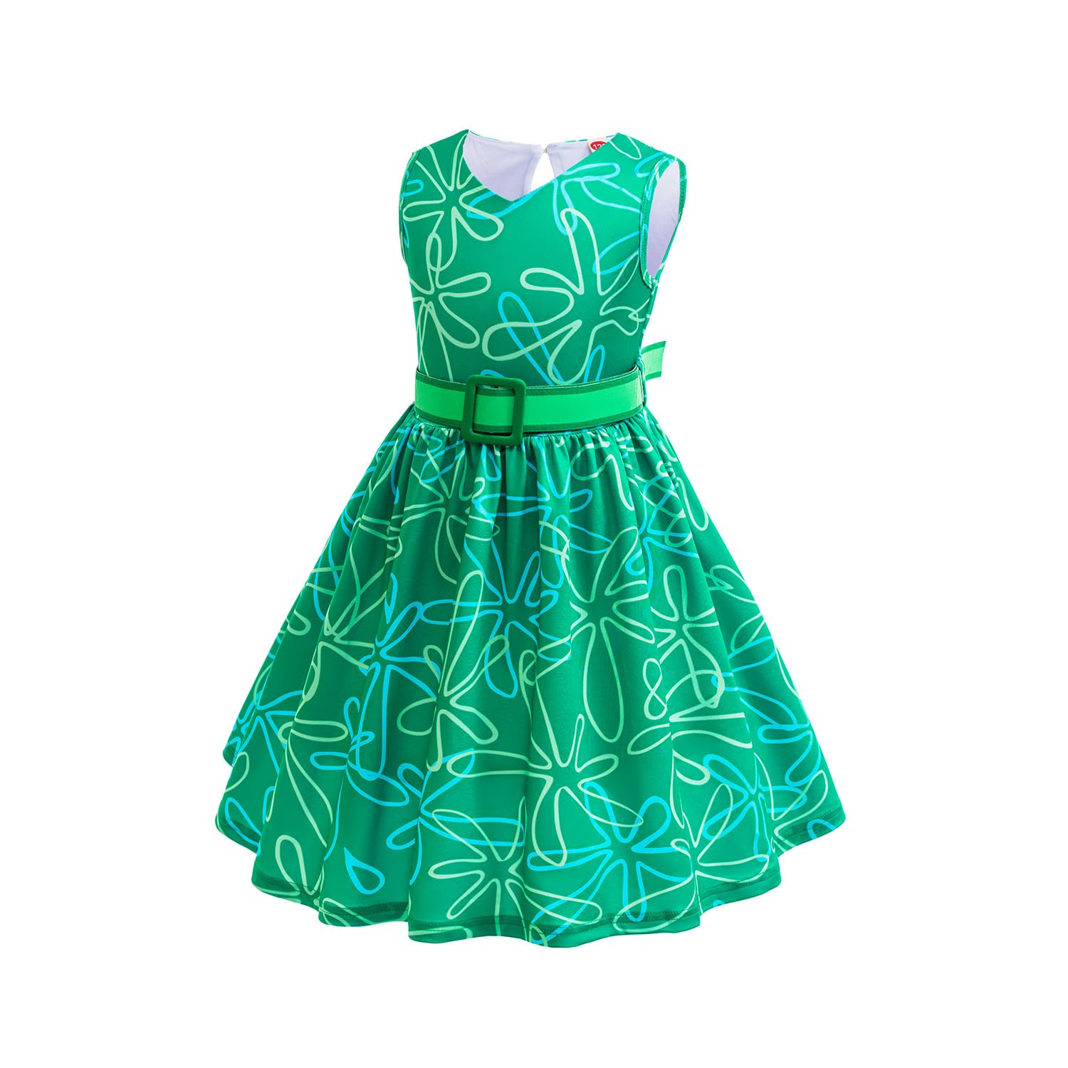 Magwei Girls Disgust Costume Set with Wig - Green Cosplay Dress for Halloween, Birthday, and Christmas (Ages 4-12)