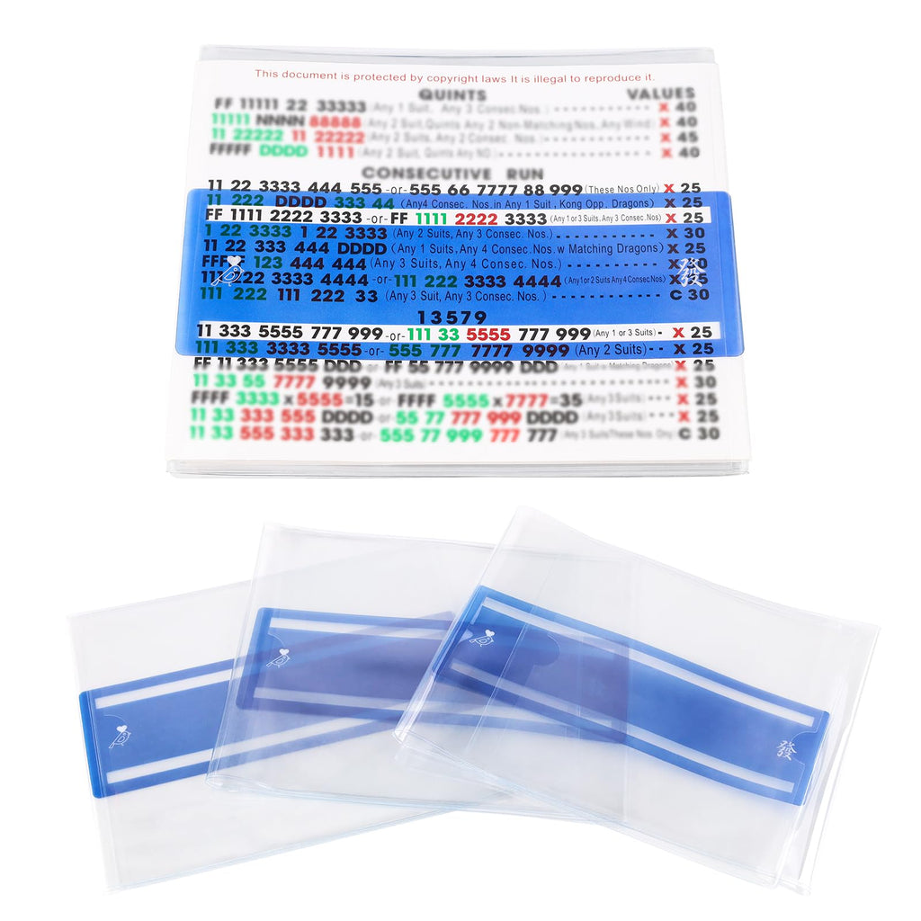 Mahjong Card Line Positioning Set – 4 Line Finders + 4 Card Sleeves, Blue, for 2026 Large Cards