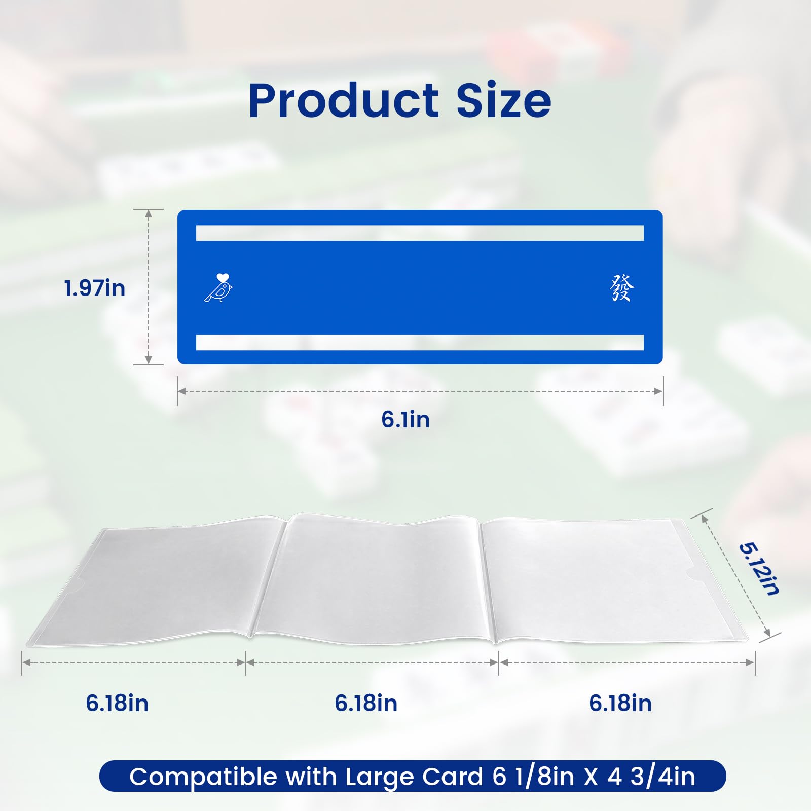 Mahjong Card Line Positioning Set – 4 Line Finders + 4 Card Sleeves, Blue, for 2026 Large Cards