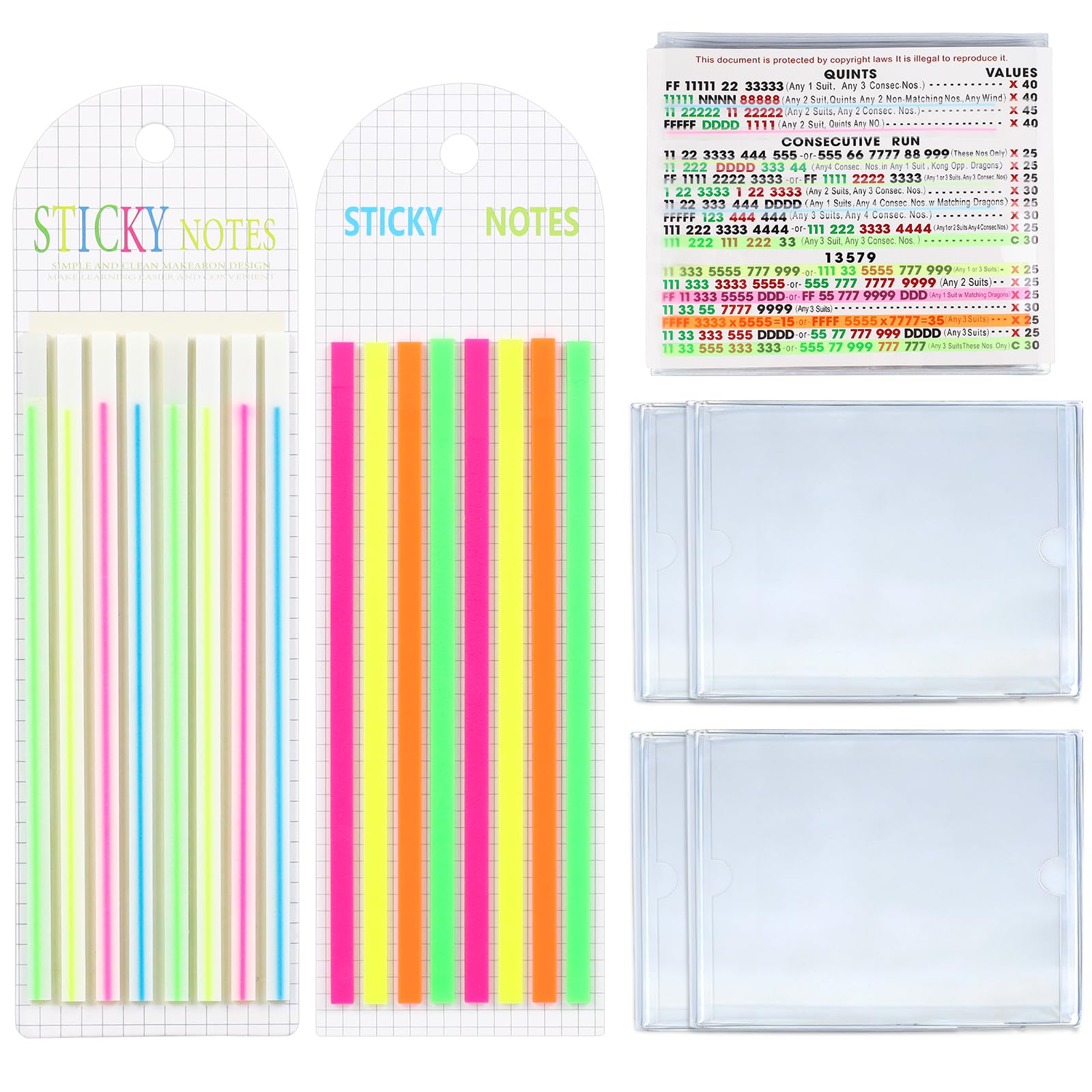 Mahjong Card Sleeve Position Set – 4 Holders + 320 Line Finder Notes for 2026 Cards