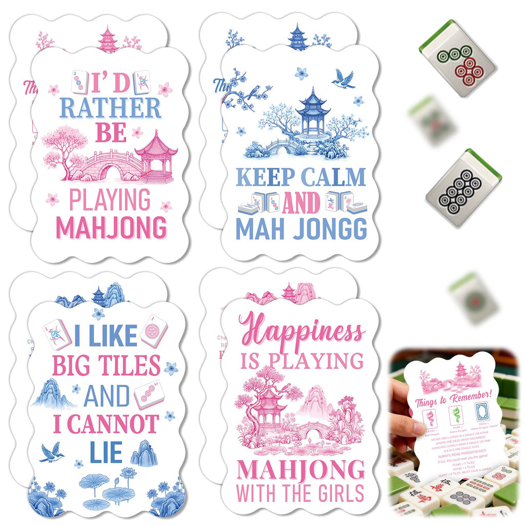 Mahjong Shuffler Cards - 4 Pvc Tile Mixers with Rules and Humorous Quotes | cosmisun