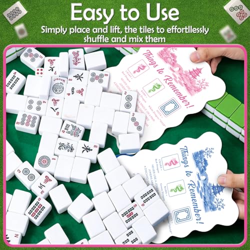 Mahjong Shuffler Cards - 4 Pvc Tile Mixers with Rules and Humorous Quotes | cosmisun