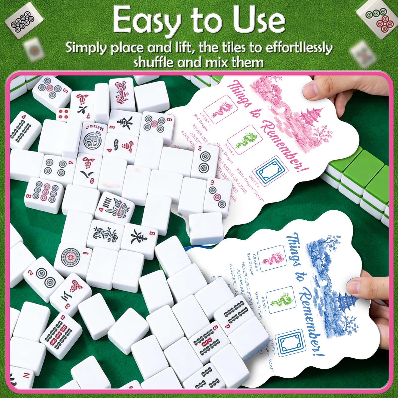 Mahjong Shuffler Cards - 4 Pvc Tile Mixers with Rules and Humorous Quotes | cosmisun