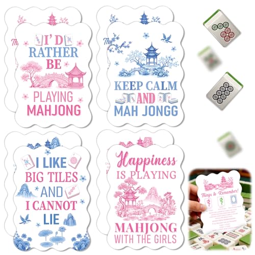 Mahjong Shuffler Cards - 4 Pvc Tile Mixers with Rules and Humorous Quotes | cosmisun