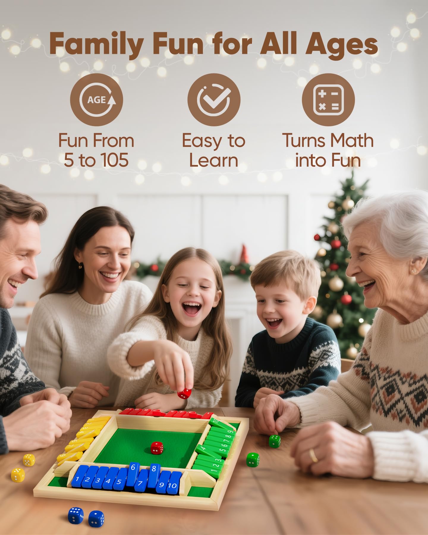 Maiji Planet Classic Original Shut the Box – Wooden Dice Game for 2–4 Players, Family Night & Classroom Fun