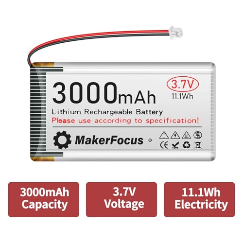 MakerFocus 3.7V 3000mAh LiPo Battery with Protection Board and JST 1.25 Plug for ESP32 LoRa Mesh Node T114