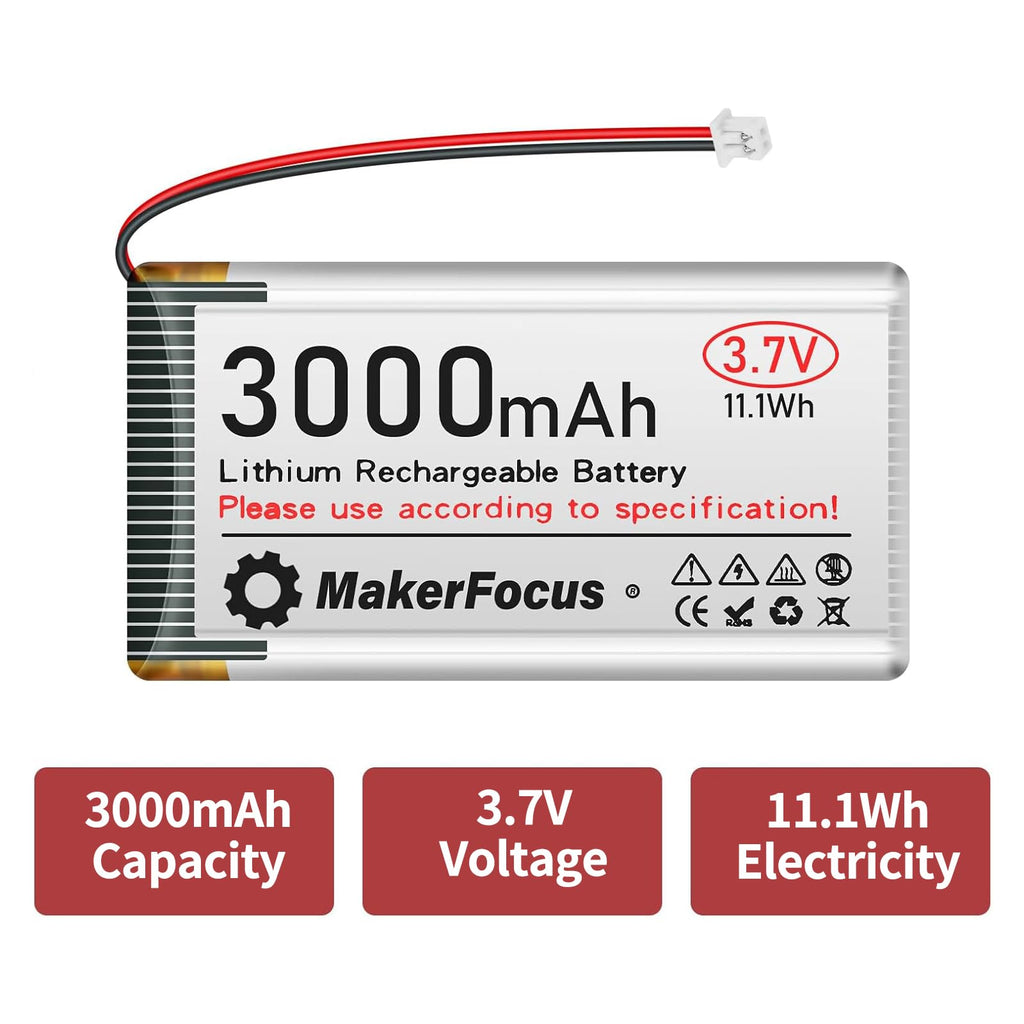 MakerFocus 3.7V 3000mAh LiPo Battery with Protection Board and JST 1.25 Plug for ESP32 LoRa Mesh Node T114