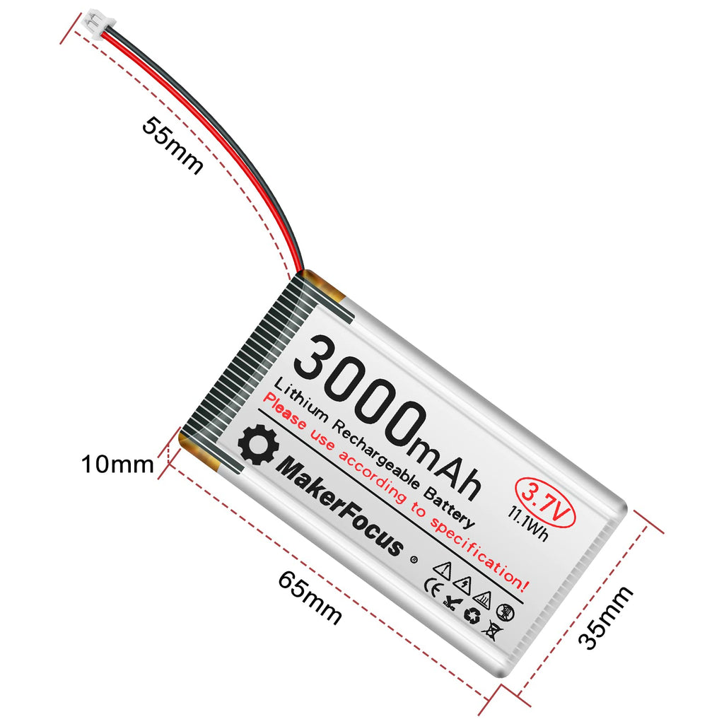 MakerFocus 3.7V 3000mAh LiPo Battery with Protection Board and JST 1.25 Plug for ESP32 LoRa Mesh Node T114