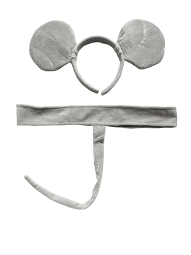 Making Believe Gray Mouse Ears & Tail Costume Set - Soft Plush Headband and Adjustable Tail for Kids