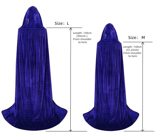 Makroyl Unisex Adults Long Velvet Hooded Cloak for Cosplay, Halloween, Christmas