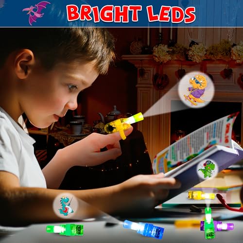 Malhaii 28 Dinosaur Valentine Cards with Glow Finger Lights – Classroom Exchange Party Favors for Kids