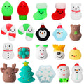 MALLMALL6 20-Pack Christmas Mochi Squeeze Toys – Kawaii Animal Stress Relief Favors for Party Bags, Classroom Prizes, and Holiday Decor
