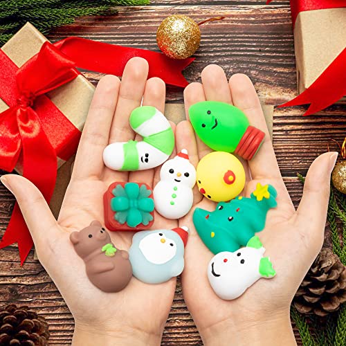 MALLMALL6 20-Pack Christmas Mochi Squeeze Toys – Kawaii Animal Stress Relief Favors for Party Bags, Classroom Prizes, and Holiday Decor