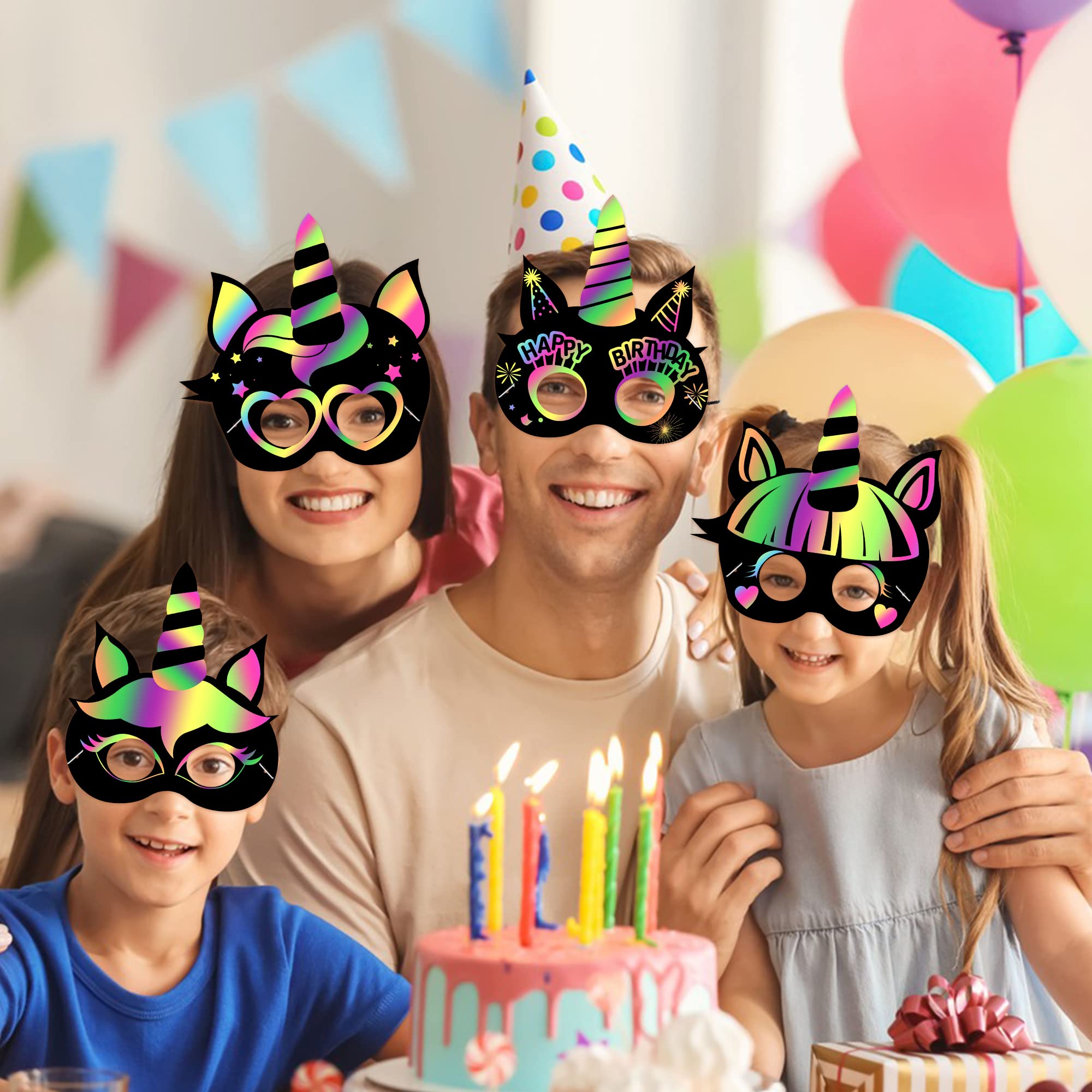 MALLMALL6 24-Pack Magic Horse Scratch Masks – DIY Color Reveal Party Favors for Kids
