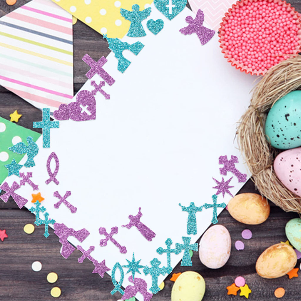 MALLMALL6 500-Piece Christian Glitter Foam Stickers – Self-Adhesive Bible Craft Embellishments for Kids