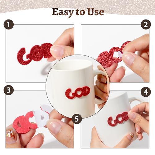 MALLMALL6 500pcs Christian Glitter Stickers – Foam Self-Adhesive Crosses for Kids Crafts and Decor